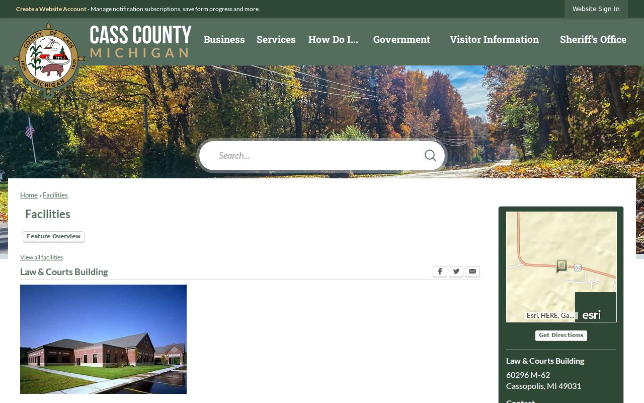 Cassopolis criminal court records building in the county seat