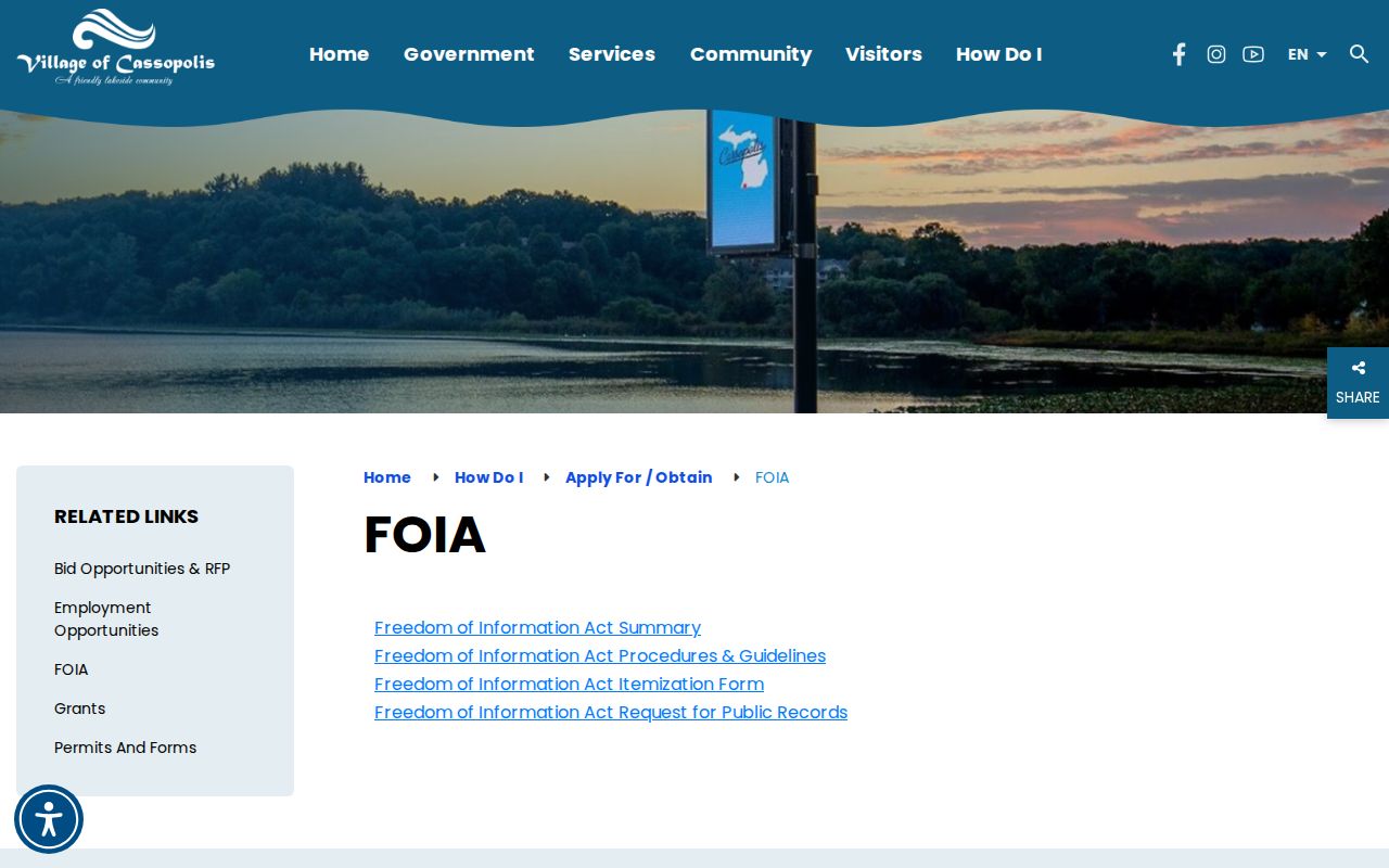 Cassopolis criminal records FOIA forms and village request hub